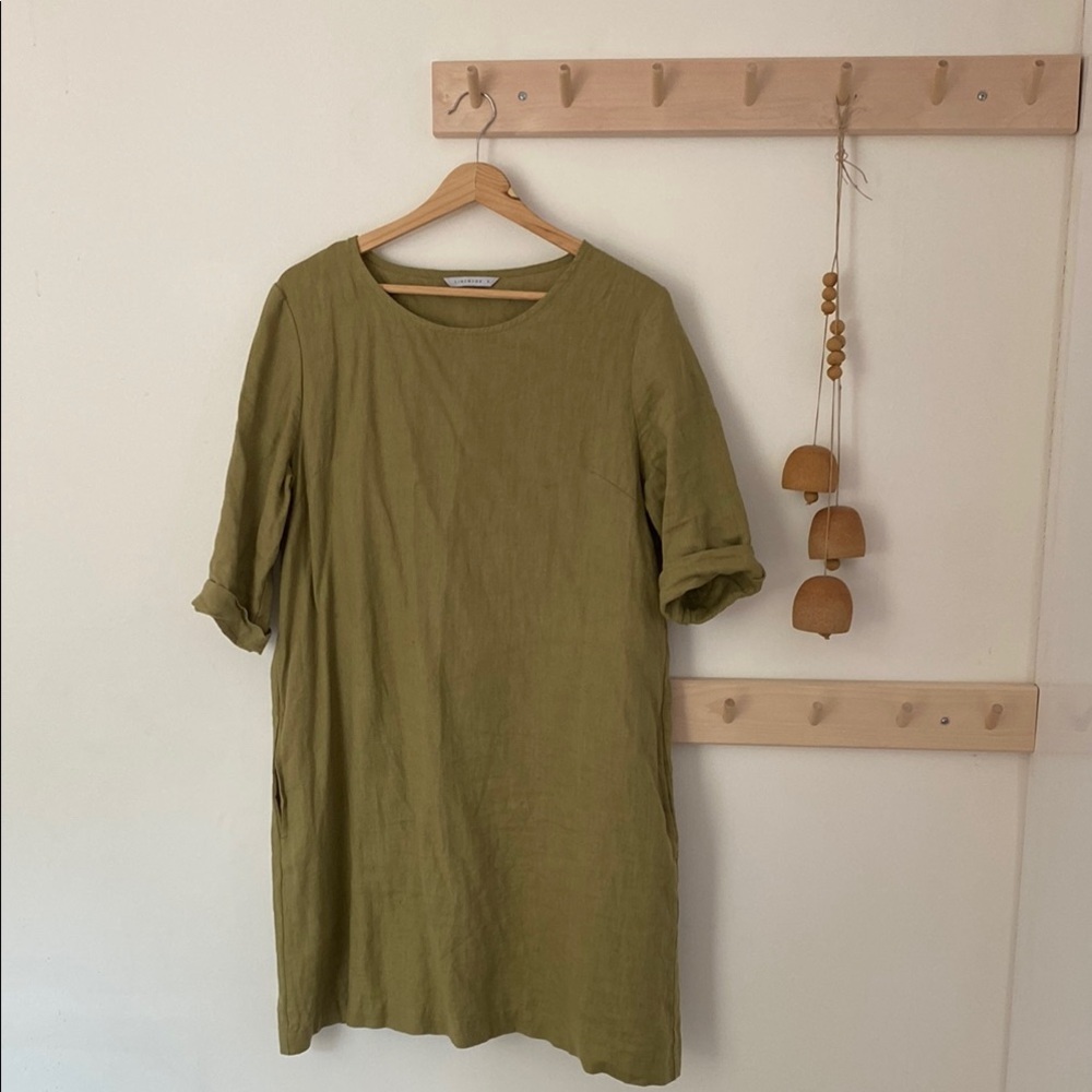 Olive Green Linen Dress